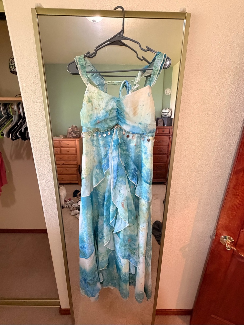 Blue Fairycore Watercolor Ruffle Maxi Dress - Women - Picture 5 of 5